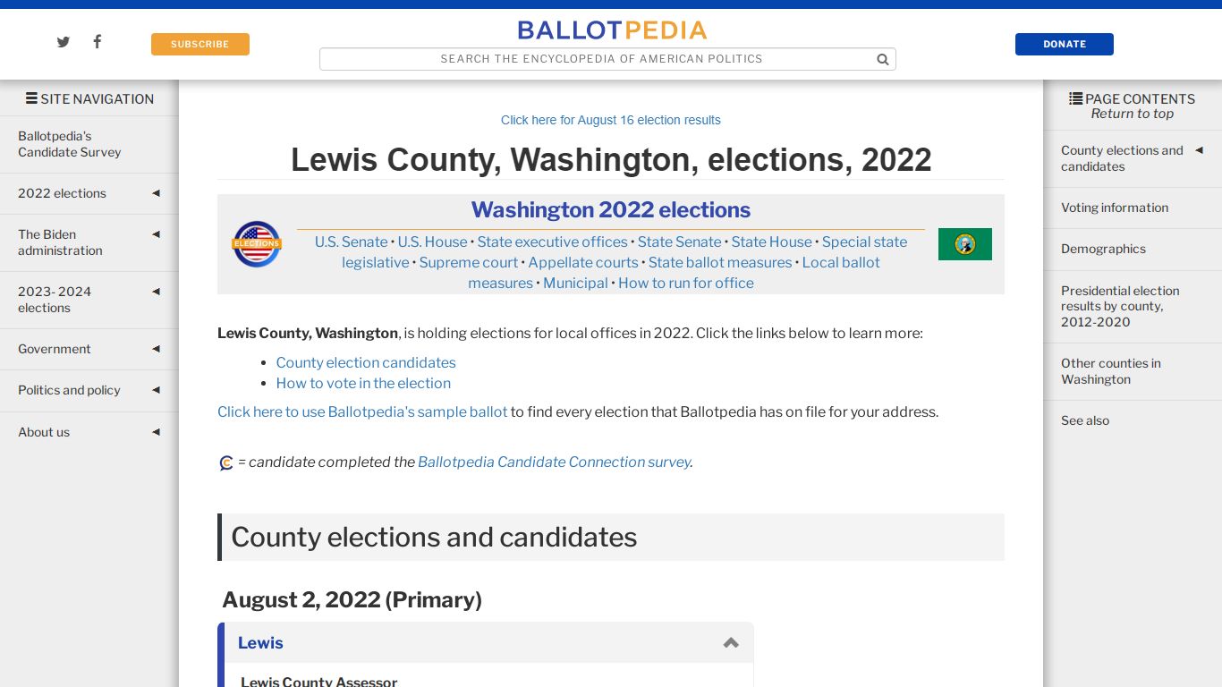 Lewis County, Washington, elections, 2022 - Ballotpedia